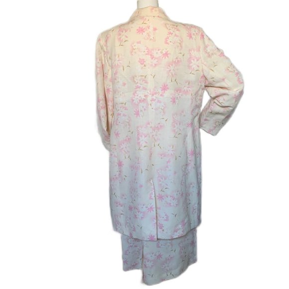 Harve Benard Vintage Ivory Floral Linen Blend Long Jacket and Skirt Suit… - Picture 4 of 7